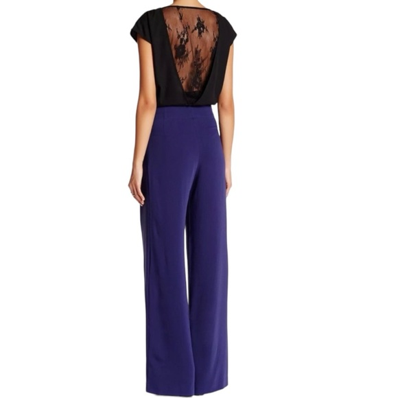 PARKER Eldora Polyester Wide Leg Pleat Front Banded Waist Pants, Navy A410, Sz 6 - Picture 4 of 5